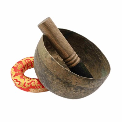 [old], Buddhist [real Antique] Hand Beaten [jambati] Singing Bowl, [select Accessories]