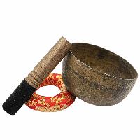 [old], Buddhist [real Antique] Hand Beaten [jambati] Singing Bowl, [select Accessories]