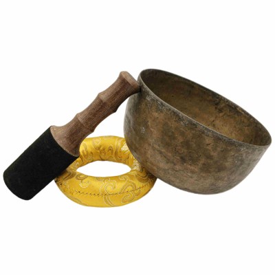 [old], Buddhist [real Antique] Hand Beaten [jambati] Singing Bowl, [select Accessories]