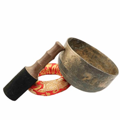 [old], Buddhist [real Antique] Hand Beaten [ultabati] Singing Bowl, [select Accessories]