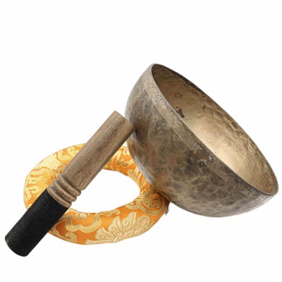 [old], Buddhist [real Antique] Hand Beaten [jambati] Singing Bowl, [select Accessories]