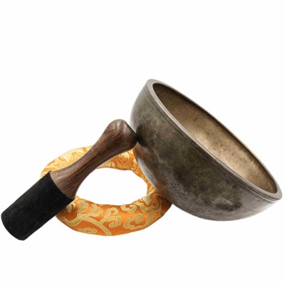 [old], Buddhist [real Antique] Hand Beaten [jambati] Singing Bowl, [select Accessories]