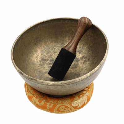 [old], Buddhist [real Antique] Hand Beaten [jambati] Singing Bowl, [select Accessories]