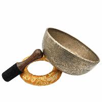 [old], Buddhist [real Antique] Hand Beaten [jambati] Singing Bowl, [select Accessories]