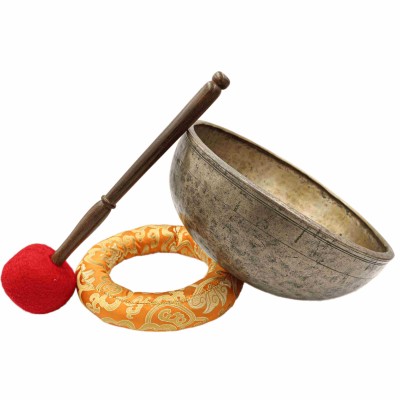 [old], Buddhist [real Antique] Hand Beaten [jambati] Singing Bowl, [select Accessories]