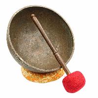 [old], Buddhist [real Antique] Hand Beaten [jambati] Singing Bowl, [select Accessories]