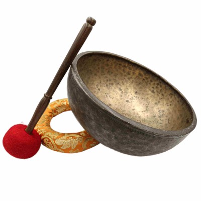 [old], Buddhist [real Antique] Hand Beaten [jambati] Singing Bowl, [select Accessories]