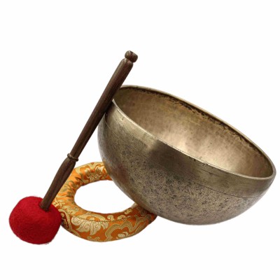 [old], Buddhist [real Antique] Hand Beaten [jambati] Singing Bowl, [select Accessories]
