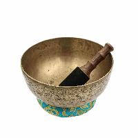 [old], Buddhist [real Antique] Hand Beaten [jambati] Singing Bowl, [select Accessories]