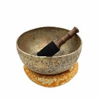 [old], Buddhist [real Antique] Hand Beaten [jambati] Singing Bowl, [select Accessories]