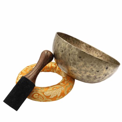 [old], Buddhist [real Antique] Hand Beaten [jambati] Singing Bowl, [select Accessories]