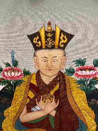 Buddhist Hand Painted Thangka Of Karmapa, [real Gold,hand Painted]