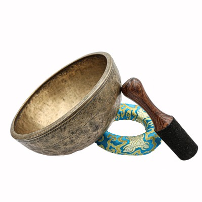 [old], Buddhist [real Antique] Hand Beaten [jambati] Singing Bowl, [select Accessories]