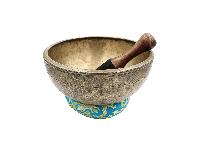 [old], Buddhist [real Antique] Hand Beaten [jambati] Singing Bowl, [select Accessories]