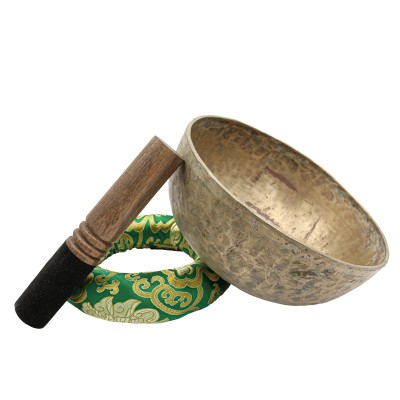 [old], Buddhist [real Antique] Hand Beaten [jambati] Singing Bowl, [select Accessories]
