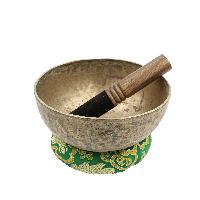 [old], Buddhist [real Antique] Hand Beaten [jambati] Singing Bowl, [select Accessories]