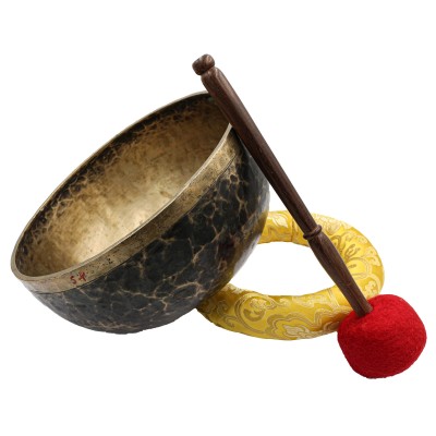 [old], Buddhist [real Antique] Hand Beaten [jambati] Singing Bowl, [select Accessories]