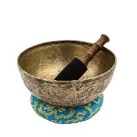 [old], Buddhist [real Antique] Hand Beaten [jambati] Singing Bowl, [select Accessories]