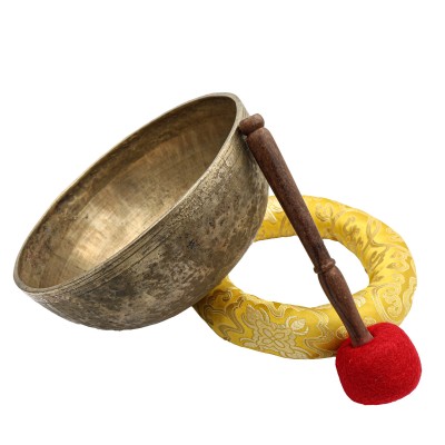 [old], Buddhist [real Antique] Hand Beaten [jambati] Singing Bowl, [select Accessories]