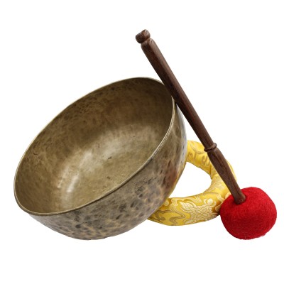 [old], Buddhist [real Antique] Hand Beaten [jambati] Singing Bowl, [select Accessories]