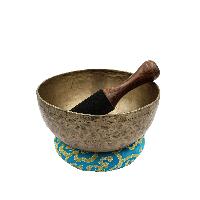 [old], Buddhist [real Antique] Hand Beaten [jambati] Singing Bowl, [select Accessories]