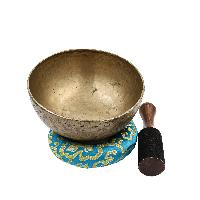 [old], Buddhist [real Antique] Hand Beaten [jambati] Singing Bowl, [select Accessories]