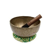 [old], Buddhist [real Antique] Hand Beaten [jambati] Singing Bowl, [select Accessories]
