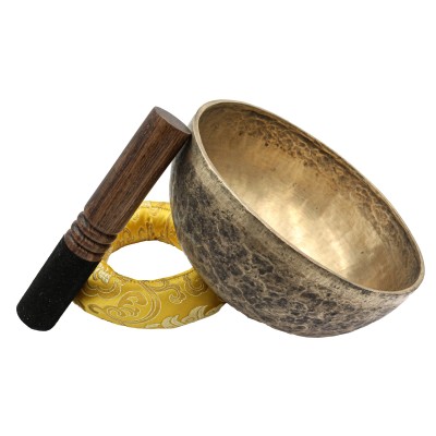 [old], Buddhist [real Antique] Hand Beaten [jambati] Singing Bowl, [select Accessories]