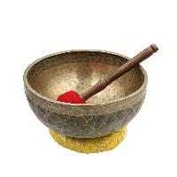 [old], Buddhist [real Antique] Hand Beaten [jambati] Singing Bowl, [select Accessories]