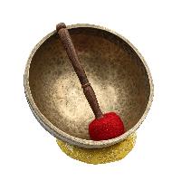 [old], Buddhist [real Antique] Hand Beaten [jambati] Singing Bowl, [select Accessories]