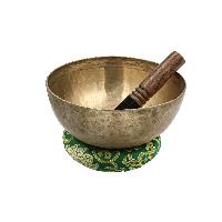 [old], Buddhist [real Antique] Hand Beaten [jambati] Singing Bowl, [select Accessories]