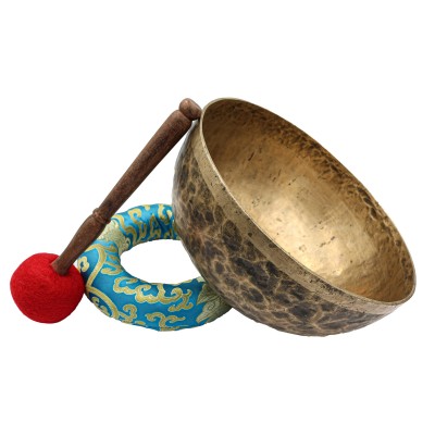 [old], Buddhist [real Antique] Hand Beaten [jambati] Singing Bowl, [select Accessories]