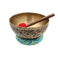 [old], Buddhist [real Antique] Hand Beaten [jambati] Singing Bowl, [select Accessories]
