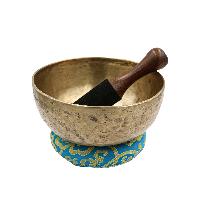 [old], Buddhist [real Antique] Hand Beaten [jambati] Singing Bowl, [select Accessories]
