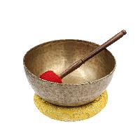 [old], Buddhist [real Antique] Hand Beaten [jambati] Singing Bowl, [select Accessories]