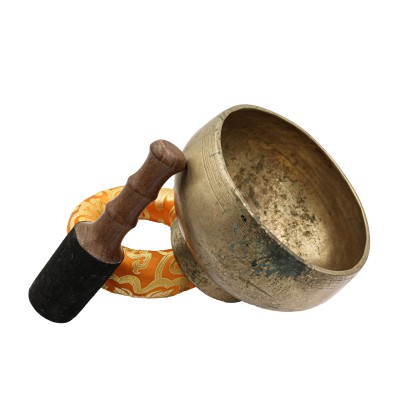 [old], Buddhist [real Antique] Hand Beaten [stand Naga] Singing Bowl, [select Accessories]