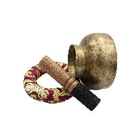 [old], Buddhist [real Antique] Hand Beaten [stand Naga] Singing Bowl, [select Accessories]