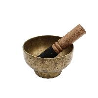 [old], Buddhist [real Antique] Hand Beaten [stand Naga] Singing Bowl, [select Accessories]