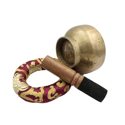 [old], Buddhist [real Antique] Hand Beaten [stand Naga] Singing Bowl, [select Accessories]
