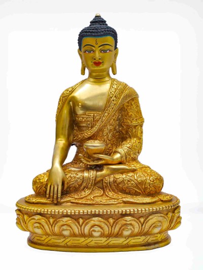 Buddhist Statue Of [shakyamuni Buddha], Finishing, [electro Gold Plated, Face Painted]