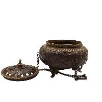 Hand Beaten Metal Incense Burner, [brass And Copper], [hanging & Swinging]