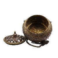 Hand Beaten Metal Incense Burner, [brass And Copper], [hanging & Swinging]
