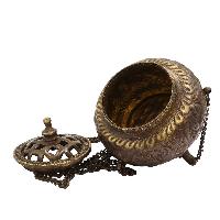 Hand Beaten Metal Incense Burner, [brass And Copper], [hanging & Swinging]