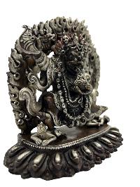 Statue Of Kaju Mahakala Of The Black Cloak, Kajupa Mahakala, Silver Oxidized