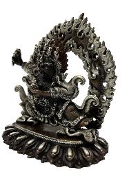 Statue Of Kaju Mahakala Of The Black Cloak, Kajupa Mahakala, Silver Oxidized