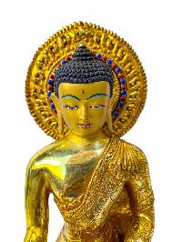 Buddhist Statue Of [shakyamuni Buddha], Full Gold Plated Painted Face