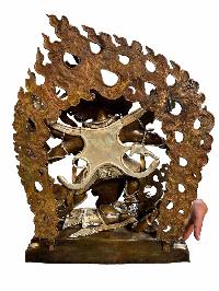 Buddhist Statue Of [black Mahakala], Silver Plated Oxidized