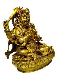 Buddhist Statue Of [black Mahakala], Chucheppa Mahakala, Full Gold Plated Antique Finishing