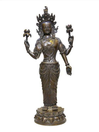 Buddhist Statue Of Standing [lakshmi], Oxidized`