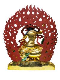 Buddhist Statue Of [lion Vajrasattav], Full Gold Plated Painted Face